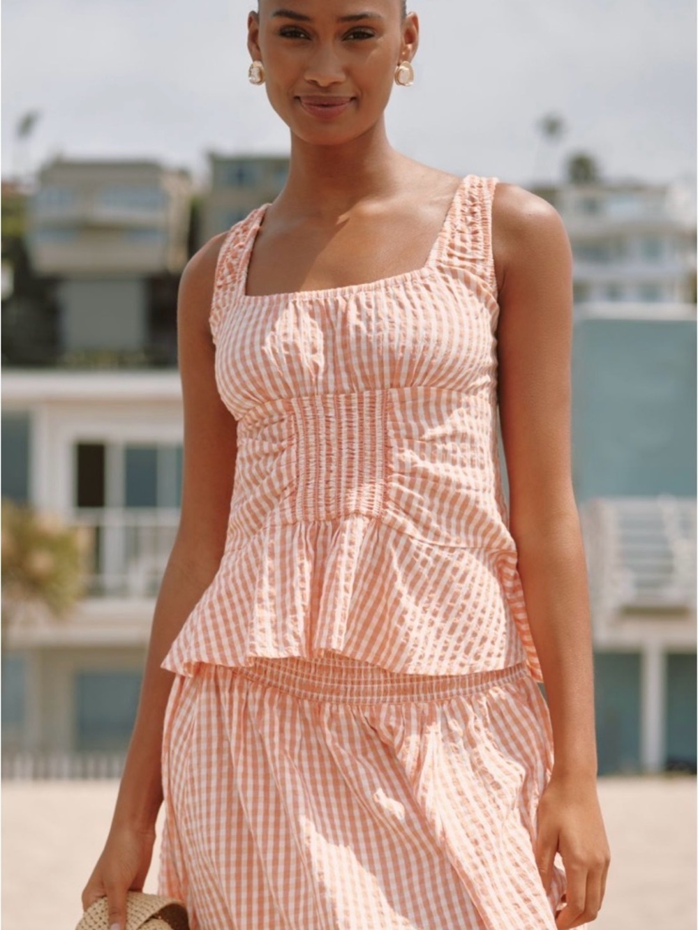 Anthropologie Celandine Lakeside Smocked Tank Sz XL summer cotton nautical - Picture 2 of 7